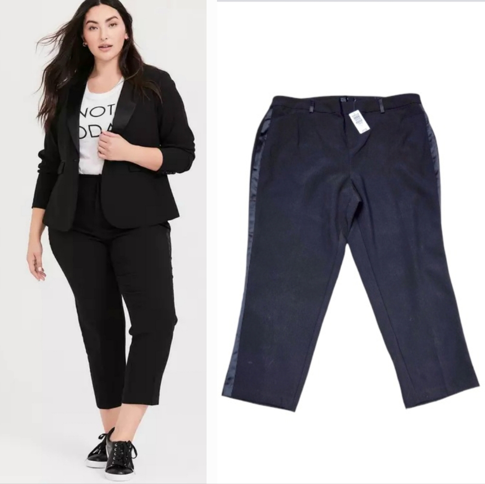 Torrid Black Skinny Stripe Cropped Tuxedo Pants 20R